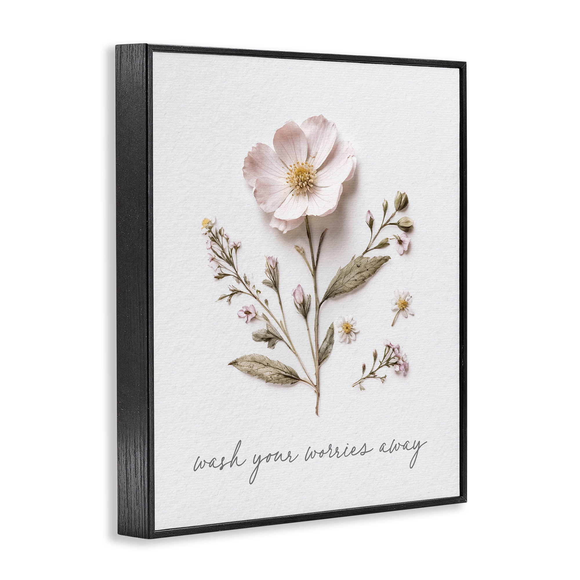 Pressed Flower Wash Worries Away Black Framed Giclee Art, design by Lettered and Lined