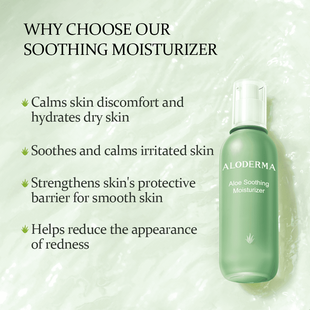 Aloderma Soothing Face Moisturizer with 77% Organic Aloe Vera - Face Lotion for Women & Men for Sensitive & Combination Skin, Rosacea - Oil Free Moisturizer for Face with Squalane, Botanical Extracts