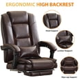 thumbnail image 5 of JONPONY Big and Tall Office Chair 500LBS Executive Office Chair Massage and Footrest Ergonomic Computer Desk Chair Reclining High Back Leather Office Chair Lumbar Back Support Swivel Rolling,Brown, 5 of 14