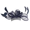 thumbnail image 1 of Tocado para mujer, peineta para cóctel, tocado con plumas para el cabello Azul oscuro, 1 of 9