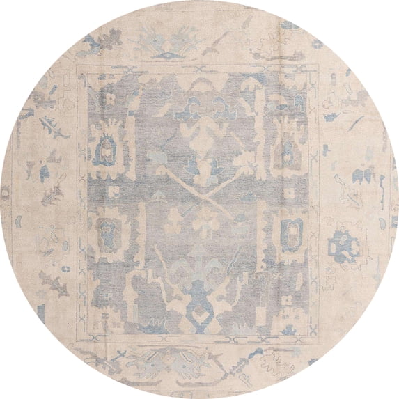 Ahgly Company Machine Washable Indoor Round Abstract Tan Brown Area Rugs, 4' Round
