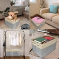 thumbnail image 3 of Grey Fabric Organizational Baskets, Foldable Design With Super Strong Rope Handle For Your Home Office Dormitory Attic Storage Needs (Brown, 3-Piece), 3 of 8