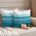 thumbnail image 2 of Turquoise White Ombre Outdoor Waterproof Pillow Covers, Modern Country Abstract Stripes Decorative Square Throw Pillowcase Sofa Cushion Sham for Patio/Couch/Chair, 26"x26" 2 Pack, 2 of 8
