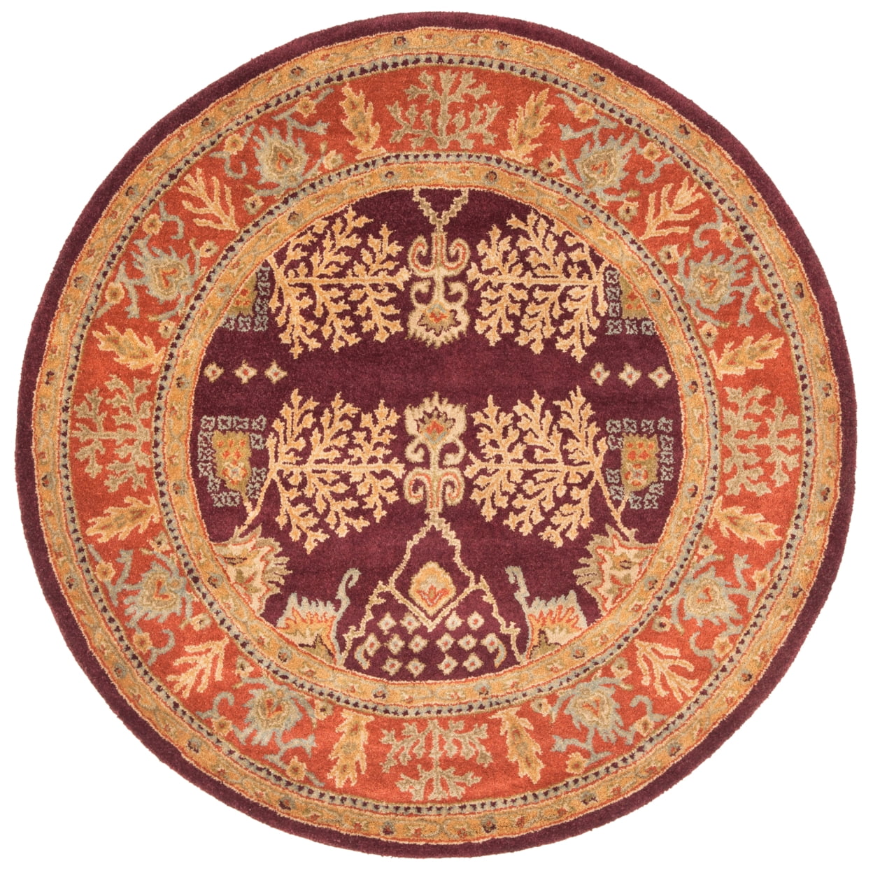 SAFAVIEH Bergama Tarah Oriental Wool Area Rug, Red/Rust, 8' x 8' Round
