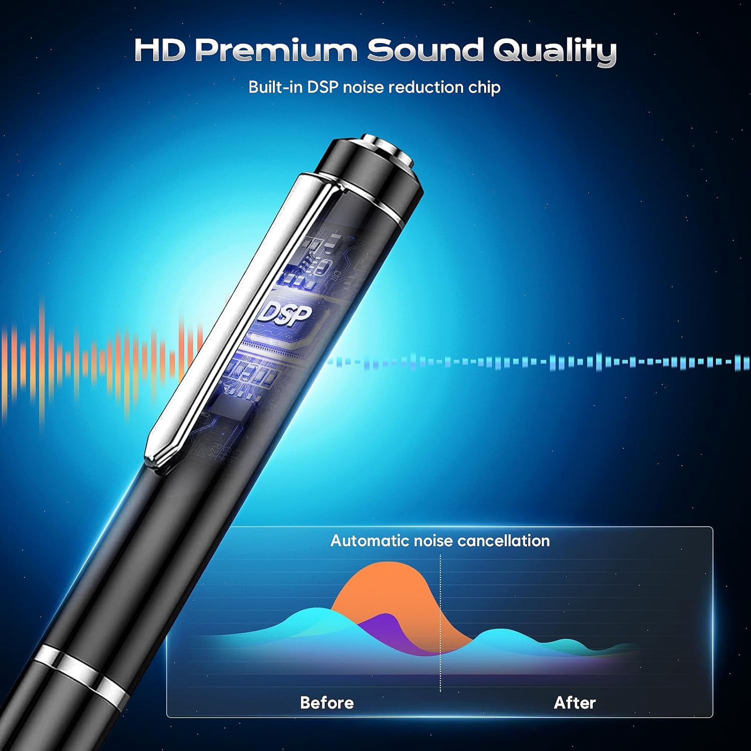 64GB Digital Voice Recorder, Audio Recorder Pen with 25H Battery Life, Playback & Voice Activation Recording Device, Voice Activated Recorder with AI Noise Reduction for Lectures/Meetings/Interviews