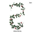 thumbnail image 3 of CuiLiyq 2 Pcs Christmas Holly Garland with Berries, 7.87 Ft Artificial Garland Indoor Outdoor Decoration, Rustic Greenery Hanging for Holiday Decoration Mantel Table Christmas Party (A), 3 of 7