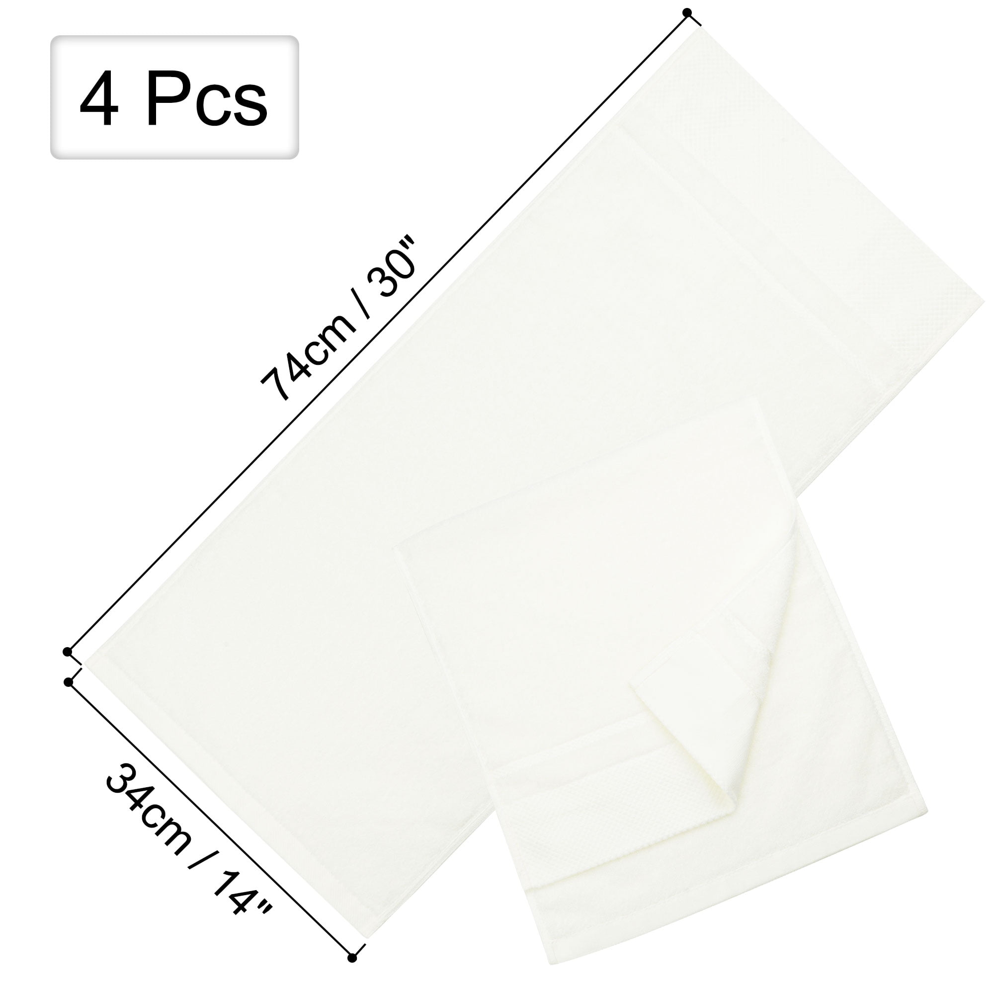 Unique Bargains 100% Cotton Absorbent Hand Towel Set 14"x30" Beige 4 Pcs