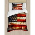 thumbnail image 3 of Ambesonne American Flag US Symbolism over Old Rusty Tones Weathered Vintage Social Plank Artwork Duvet Cover Set, 3 of 3