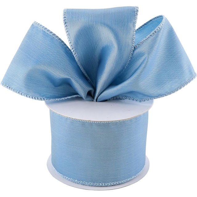 DINDOSAL Cinta navideña azul polvorienta con cable de 2.5" x 10 yardas Cinta con cable azul antiguo Cinta con cable azul francés para lazos de decoración del árbol de Navidad, coronas, manualidades, d