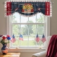 thumbnail image 2 of Independence Day Tie Up Valances Curtain, Adjustable Kitchen Vintage U.S. Flag Star Blue Red Wood Grain America Valances for Windows Decor, Rod Pocket Short Curtains Set for Bedroom/Bathroom, 60"x18", 2 of 9