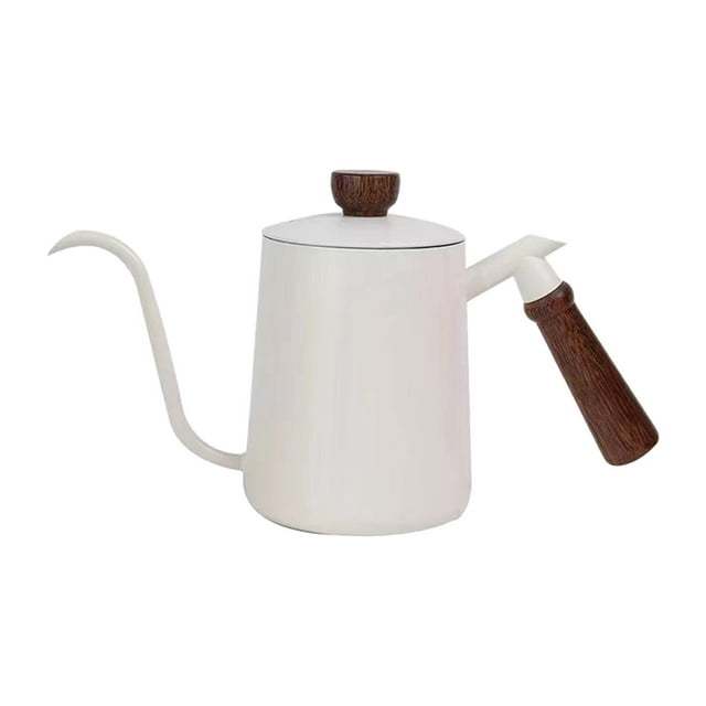 Hervidor de cuello de cisne de 600 ml, hervidor de café manual, tetera para café y té, de acero inoxidable Blanco