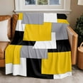 thumbnail image 4 of Yellow Grey Color Block Throw Blankets, Abstract Modern Geometric Soft Fleece Blanket Decorative for Home Sofa Couch Chair Living Bedroom, 60x80 inches, Black White, 4 of 8