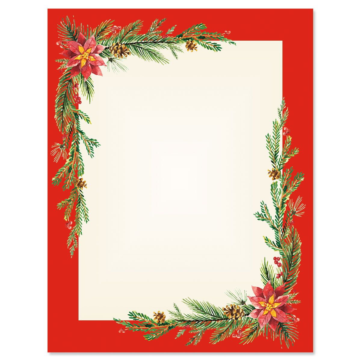 Festive Foliage Frame Christmas Letter Papers Set of 25 Christmas