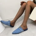 thumbnail image 5 of Female Casual Shoes Ladies Fashion Solid Color Denim Half Slippers Pointed Toe Flat Casual Shoes, 5 of 8