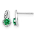 thumbnail image 1 of 1/2 Carat (ctw) Boucles d'Oreilles Émeraude Créées en Laboratoire en Argent Sterling, 1 of 2