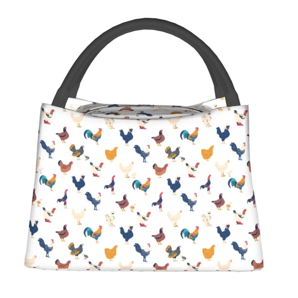 Fotbe Various Rooster Bolsa Térmica Portátil con Estampado, Bolsa de Entrega de Alimentos Aislada, Bolsa Reutilizable de Gran Capacidad para Comidas y Supermercado