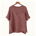 thumbnail image 6 of womens tops short sleeve summer Elbow Length Sleeve Coop Neck T-Shirts Casual Loose Comfy Lightweight Trendy Basic Shirts with Pocket, 6 of 7