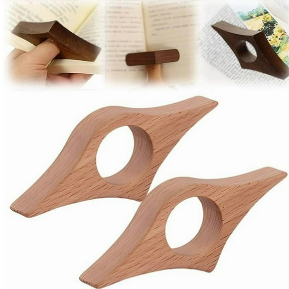 Wood Ergonomic Book Page Holder, High-Quality Thumb Book Holder & Book Opener, Ideal Book Accessories & Gifts for Book Lovers, 2 Pcs, 3.35x1.38"