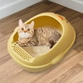 thumbnail image 2 of Caja de arena para gatos de cara alta, diseño desmontable, forma de pequeño, inodoro para arena para gatos, orinal para gatos de menos de 7,5 kg, Amarillo Sunnimix Bandeja de arena para gatos, 2 of 8
