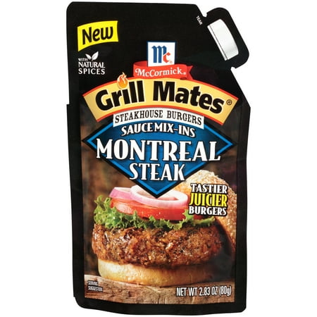 - (4 Pack) McCormick Grill Mates Montreal Steak Steakhouse Burgers Sauce Mix-Ins, 2.83 oz