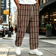 thumbnail image 6 of GrmtClth Plaid Pants for Men Elastic Waist Loose Lounge Checkered Sleepwear with Pockets Red 2XL, 6 of 6