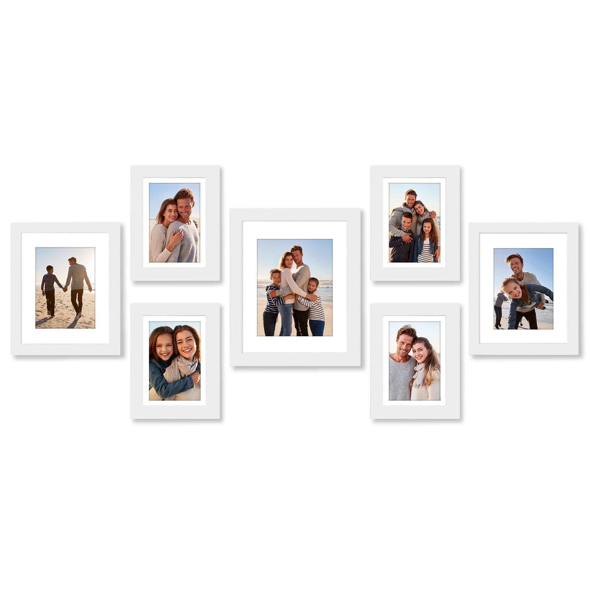 Americanflat 7 Pack Picture Frame with Shatter-Resistant Glass 11x14,8x10,5x7 Gallery Wall Signature - White