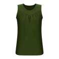 thumbnail image 6 of Otntypg Womens Tank Tops Loose Fit Ruched V Neck Solid Color Sleeveless Cute Flowy Tops Casual Basic Banded Shirts Green XL, 6 of 8
