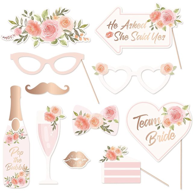 CSChome Accessoires de Mariée Équipe Accessoires Photo Imperméables Motif Fleur Drôle Mariage Future Mariée Cabine Photo Équipe