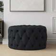 thumbnail image 2 of BELLEZE Modern 29 Inch Luxury Button Tufted Ottoman Bench, Upholstered Linen Fabric Footrest Decor for Living Room, Entryway, or Bedroom - Elenor (Chocolate), 2 of 7