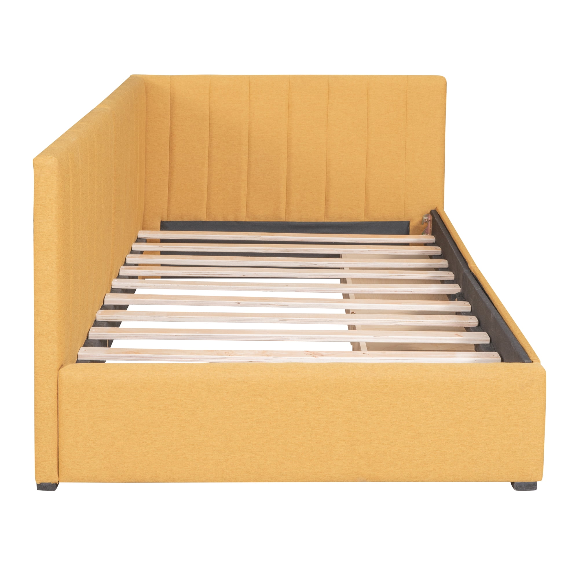 Aukfa Upholstered Daybed with Two Storage Drawers, Twin Sofa Bed Daybed, Yellow