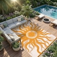 thumbnail image 3 of Soonbuy Sun Pattern Outdoor Rug, 8x10FT Waterproof Reversible Plastic Straw Outdoor Patio Rug, Quick Dry Easy Clean Outdoor Area Rug Carpet for Camping, Picnic, Balcony, Porch, RV, 3 of 9