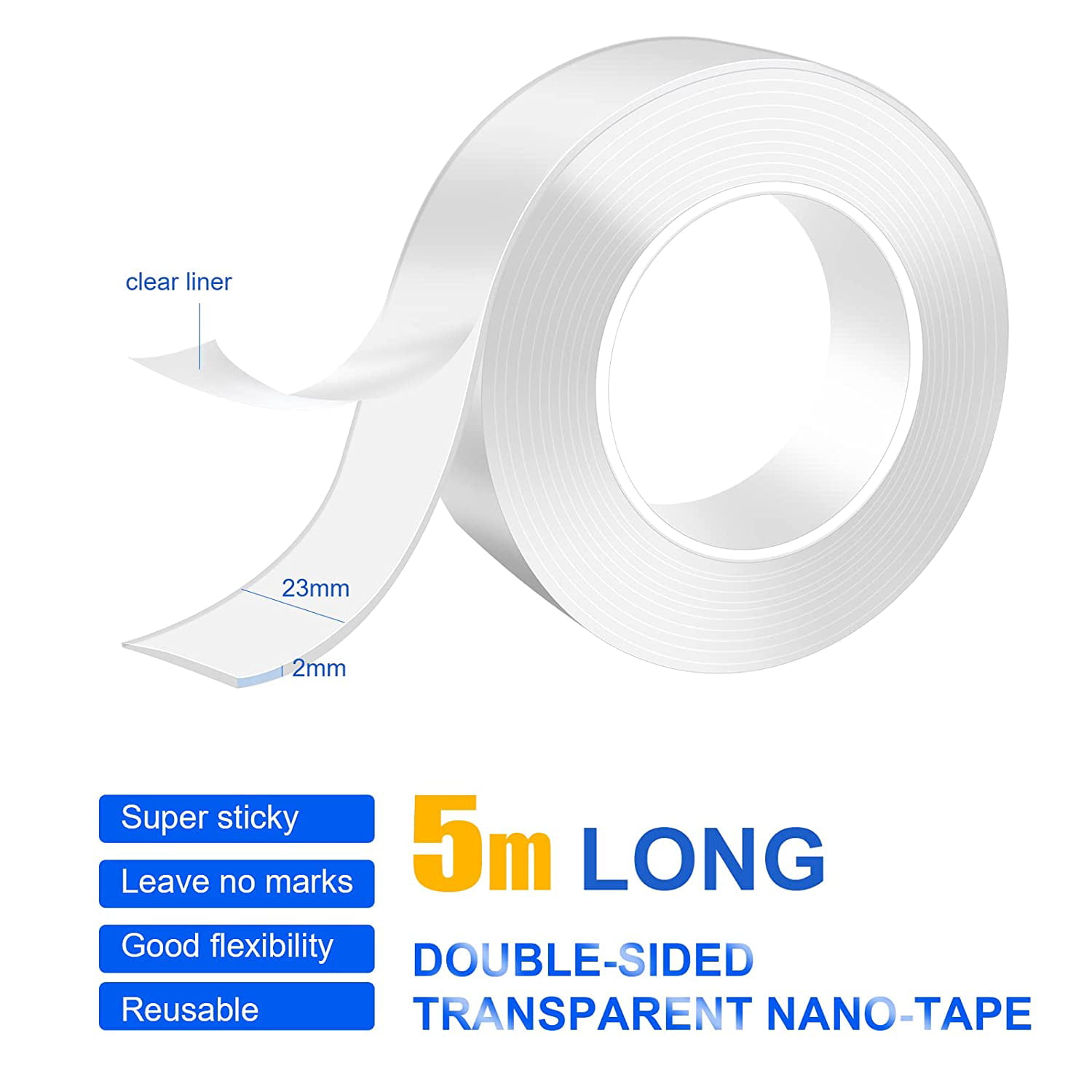 tezong 77X6RV9 Heavy Duty Double Sided Tapes Removable Wall Tape Clear  Mounting Tape Gel Grip Tape Adhesive Washable Reusable Tape Sticky
