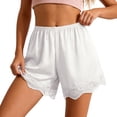 thumbnail image 2 of TrendOFT Anti-Chafe Shorts for Women Outerwear Thin Satin Lace Home Lounge Sleep Shorts White L, 2 of 7