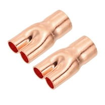 Uxcell 5/8" x 3/8" x 3/8" ID Tee Y Type Copper Fitting, 2 Pcs Welding Joint Split Union or HVAC Air Conditioning