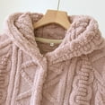 thumbnail image 5 of Women Fleece Robes Plush Hooded Sweater Bathrobes Solid Color Flannel Hoody Winter Loose Warm Thickened Long Nightgown Pajamas Loungewears with Pockets, 5 of 7