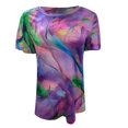 thumbnail image 3 of CHGBMOK Blouses Grande Taille pour Femmes Décontractées Mode Décontractée Col Rond Imprimé Manches Courtes Tops d'Été Plage en Liquidation, 3 of 5