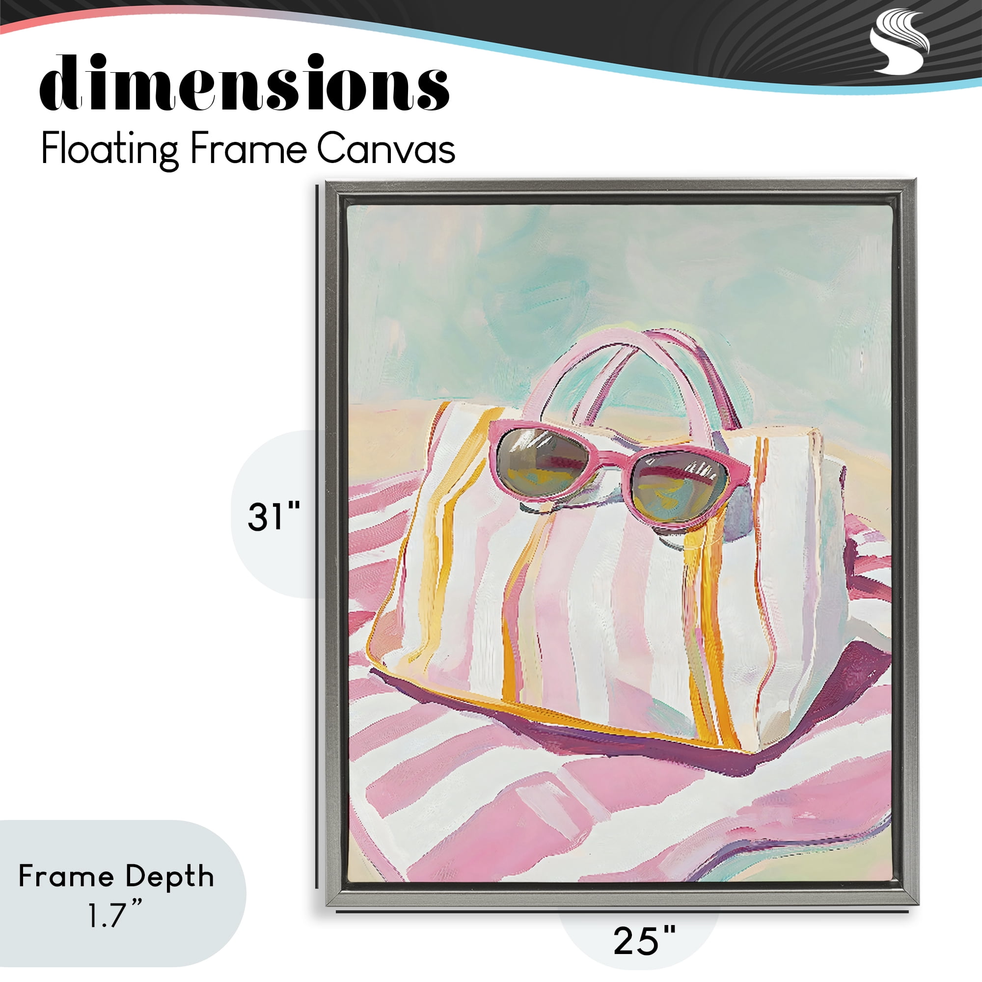 Stupell Industries Beach Bag & Sunglasses Gray Framed Floater Canvas Wall Art, design by The Prints Vibe
