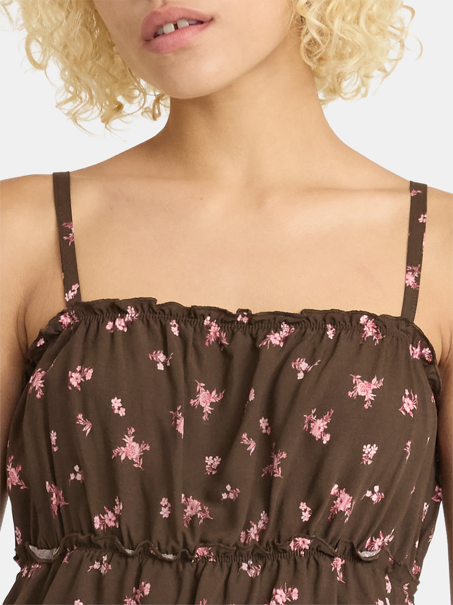 No Boundaries Woven Ruffle Top, Women’s