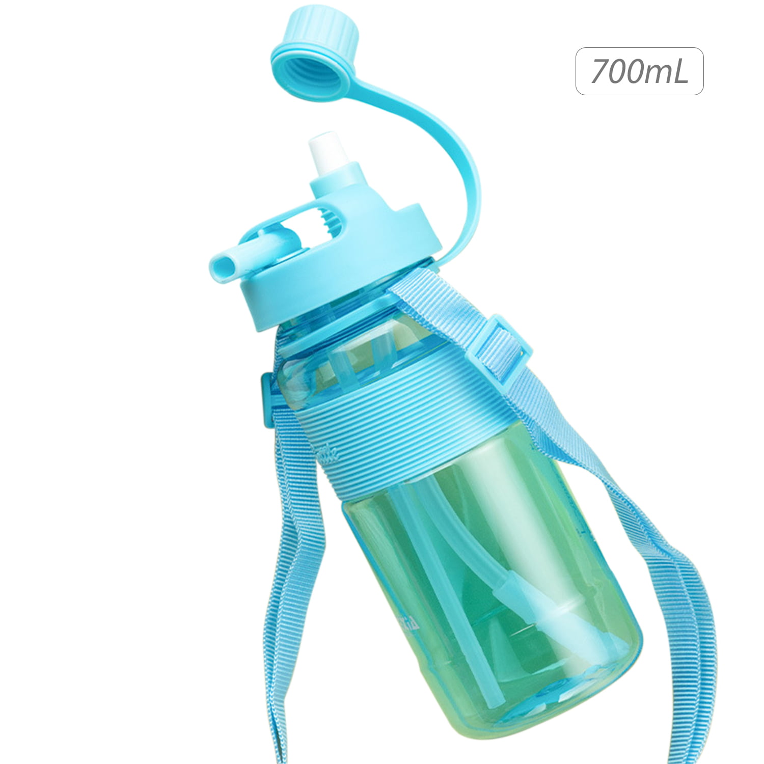 700 ml Water Bottle with Straw Clear BPA Free Freezer Carry Handle Green Yellow