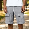 thumbnail image 4 of Nmnitkp Mens Shorts Waffle Knit Cargo Shorts Elastic Waist Drawstring Multi-Pocket Lightweight Breathable Casual Summer Athletic Shorts Dark Gray,3XL, 4 of 6