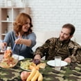thumbnail image 6 of 5 Pack Premium Camo Plastic Tablecloth - 108 x 54 in. Army Birthday Party Decorations - Disposable Army Party Decorations Plastic Table Cloth - Decorative Rectangle Table Cover - Camouflage Tablecloth, 6 of 6