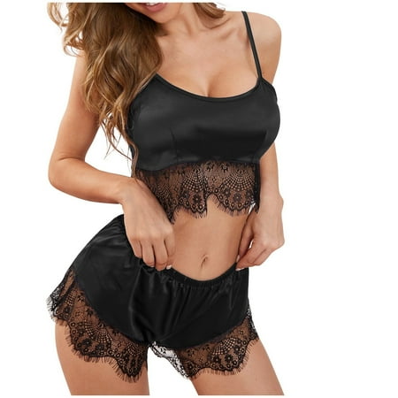 CZSCPDAW Lingerie For Women V Neck Sexy Exotic Open Front Negligee New Sexy Lace Lingerie Silk Underwear Sleepwear Underwear Pajamas Satin