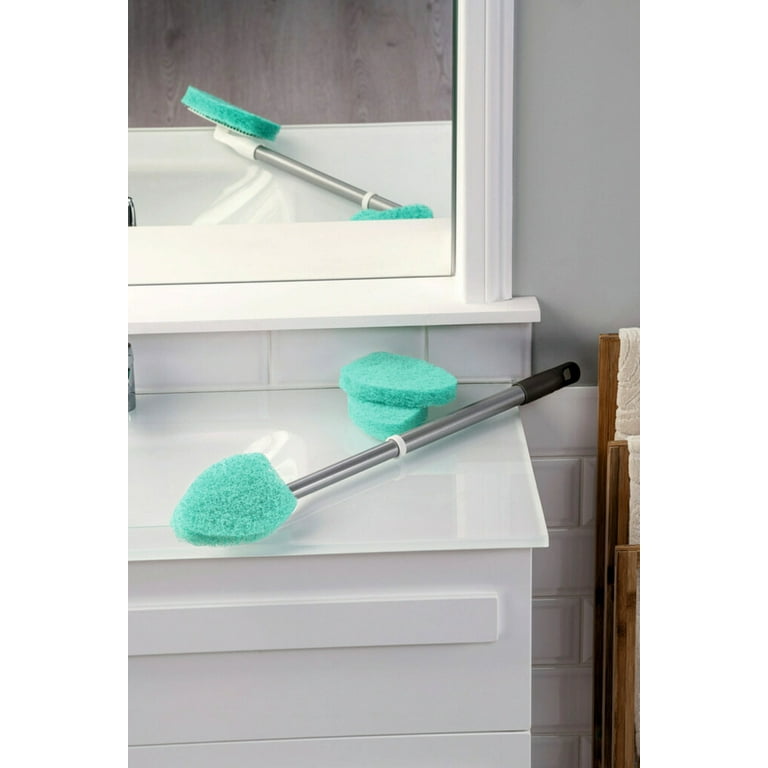 Lalafancy Shower Brush Scrubber with Long Extendable Handle 46'' -2in-1 Tub  and Tile Cleaning Brush Interchangeable Head Attachment Shower Scrubber