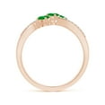 thumbnail image 2 of ANGARA Natural Oval Emerald Three Stone Bypass Ring with Diamonds in 14K Rose Gold for Women (Size-4x3mm) | May Birthstone, Birthday, Anniversary, Jewelry Gift for Women | Natural Emerald Ring, 2 of 9