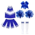 thumbnail image 3 of Alvivi Kids Girls Cheerleading Dance Dress Cheer Leader Uniform High School Cheer Up Dancewear B Blue 10, 3 of 5