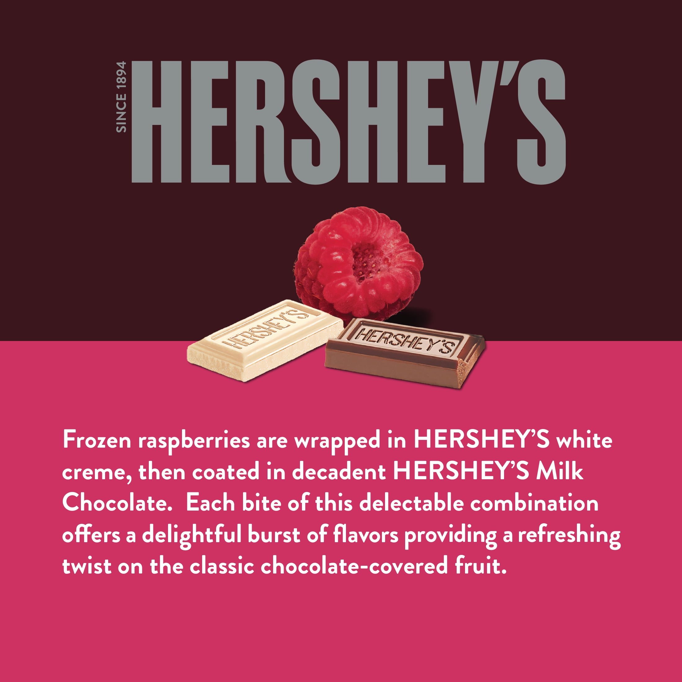 Hershey's Raspberries in White Creme & Milk Chocolate, 8 oz (Frozen)