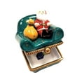 thumbnail image 2 of Santa Claus w Bag on Green Christmas Chair Limoges Box Porcelain Figurine, 2 of 6