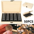 thumbnail image 3 of EIMELI 100/50PCS Wooden Coins Display Storage Box Case for Collectible Coin, 3 of 9