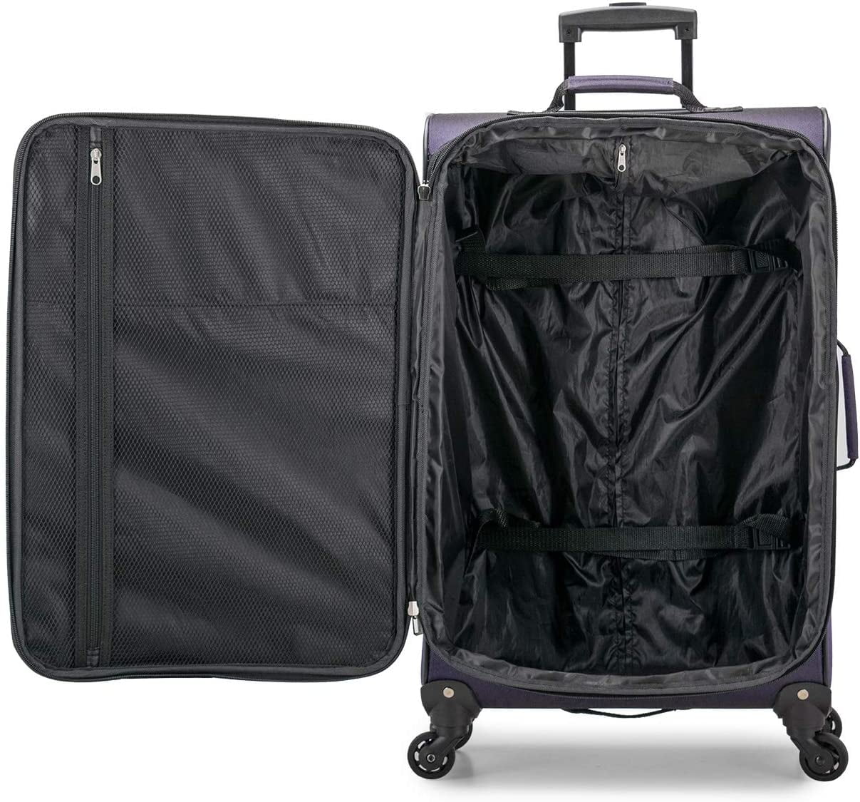 U.S. Traveler Aviron Bay Expandable Softside Luggage Set with Spinner Wheels, Purple, 2 Piece (22/30)