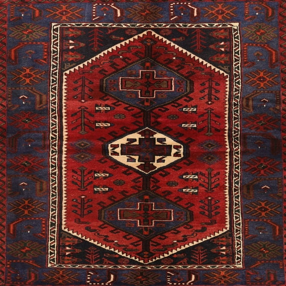 Ahgly Company Machine Washable Indoor Square Traditional Dark Brown Area Rugs, 6' Square